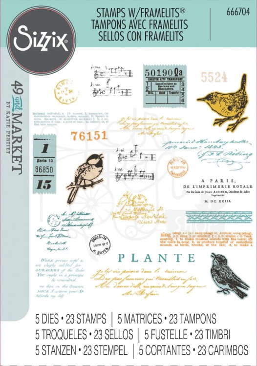 Zestaw wykrojników i stempli Bird Song by 49 and Market 28 elementów 666704 Sizzix