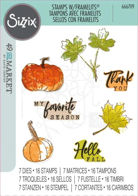 Zestaw wykrojników i stempli Pencil Line Harvest by 49 and Market 23 elementy 666709 Sizzix