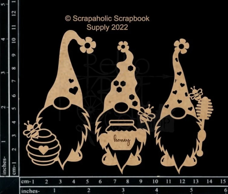 Dekory MDF Bee Gnomes - Skrzaty 3 sztuki 88792 Scrapaholics
