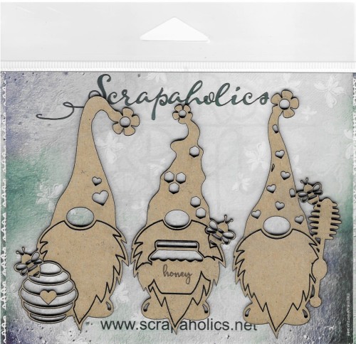 Dekory MDF Bee Gnomes - Skrzaty 3 sztuki 88792 Scrapaholics