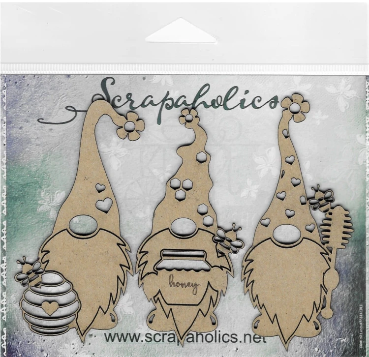 Dekory MDF Bee Gnomes - Skrzaty 3 sztuki 88792 Scrapaholics