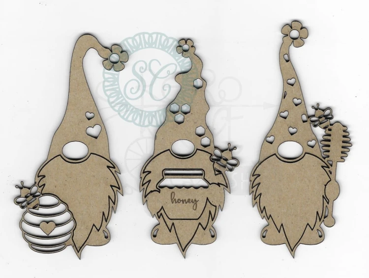 Dekory MDF Bee Gnomes - Skrzaty 3 sztuki 88792 Scrapaholics