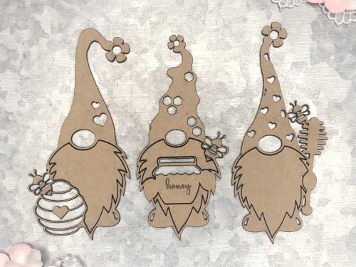 Dekory MDF Bee Gnomes - Skrzaty 3 sztuki 88792 Scrapaholics