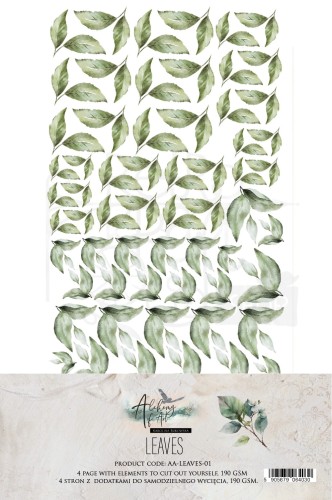 Zestaw papierów 15x30 dodatki do samodzielnego wycięcia Leaves Liście AA-LEAVES-01 Alchemy of Art