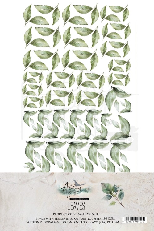 Zestaw papierów 15x30 dodatki do samodzielnego wycięcia Leaves Liście AA-LEAVES-01 Alchemy of Art