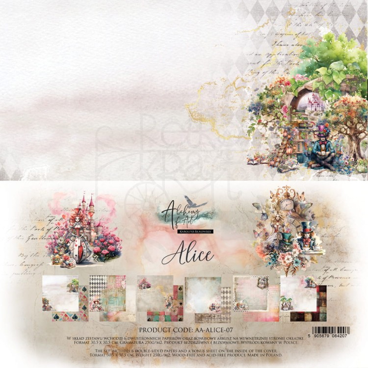 Zestaw papierów do scrapbookingu 30x30 Alice AA-ALICE-07 Alchemy of Art
