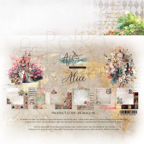 Zestaw papierów do scrapbookingu 20x20 Alice AA-ALICE-08 Alchemy of Art