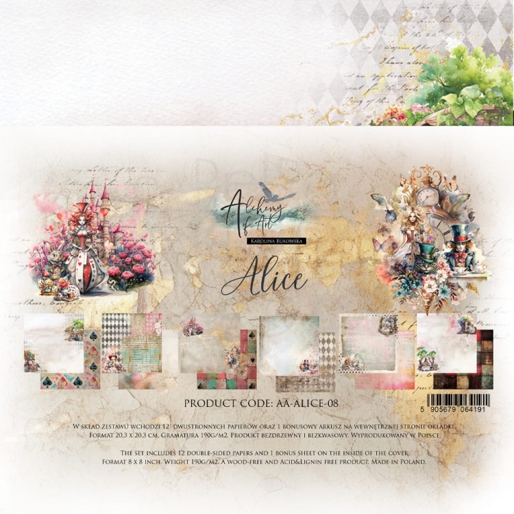 Zestaw papierów do scrapbookingu 20x20 Alice AA-ALICE-08 Alchemy of Art