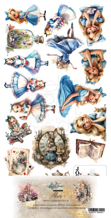 Zestaw papierów 15x30 dodatki do samodzielnego wycięcia Alice AA-ALICE-10 Alchemy of Art