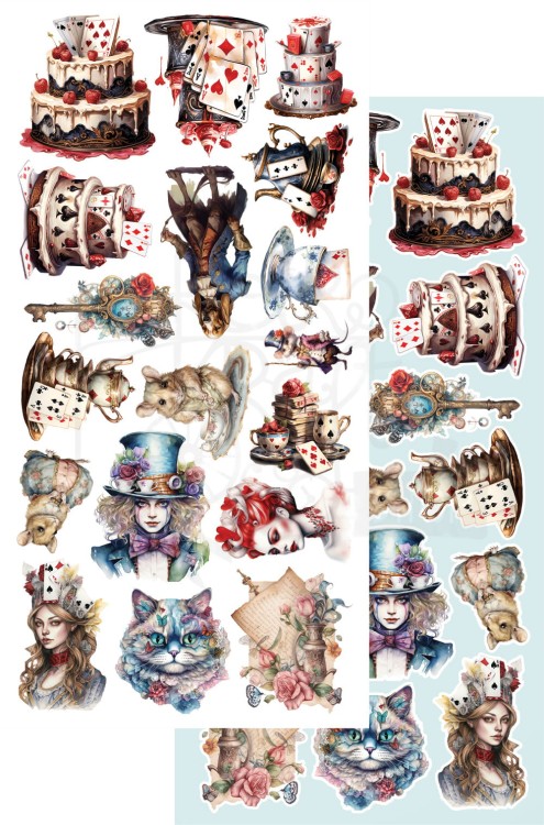 Zestaw papierów 15x30 dodatki do samodzielnego wycięcia Alice AA-ALICE-10 Alchemy of Art