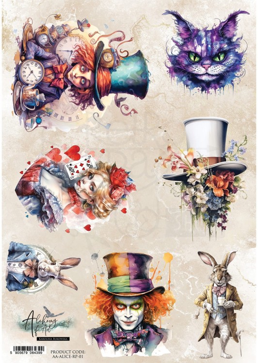 Papier ryżowy do decoupage A4 Alice AA-ALICE-RP-01 Alchemy of Art