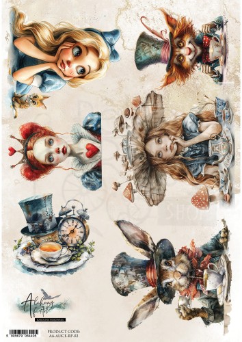 Papier ryżowy do decoupage A4 Alice AA-ALICE-RP-02 Alchemy of Art