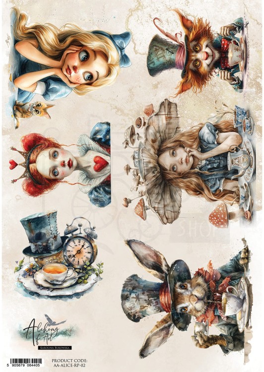 Papier ryżowy do decoupage A4 Alice AA-ALICE-RP-02 Alchemy of Art