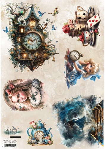 Papier ryżowy do decoupage A4 Alice AA-ALICE-RP-03 Alchemy of Art