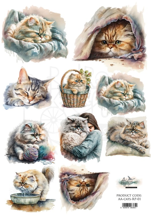 Papier ryżowy do decoupage A4 Koty AA-CATS-RP-01 Alchemy of Art