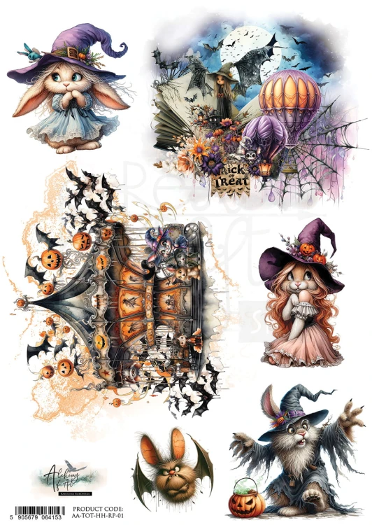 Papier ryżowy do decoupage A4 Trick or Traeat - Happy Halloween AA-TOT-HH-RP-01 Alchemy of Art