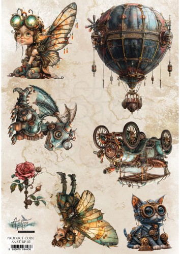 Papier ryżowy do decoupage A4 Steampunk AA-ST-RP-03 Alchemy of Art