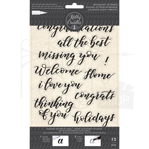 Stempel akrylowy Bouncy Sentiments Napisy 12 elementów 351375 American Crafts