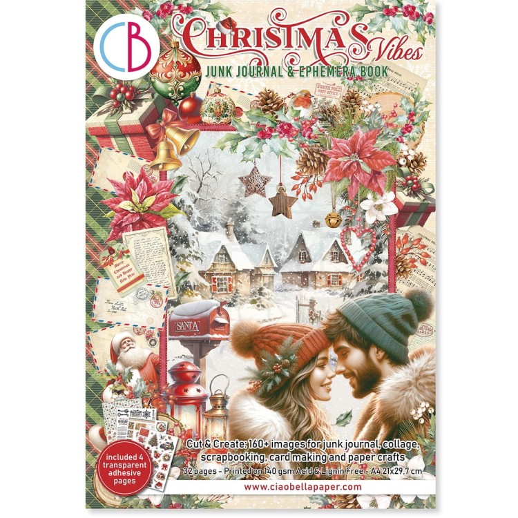 Zestaw papierów A4 Junk Journal &amp; Ephemera Book Christmas Vibes CBB003 Ciao Bella