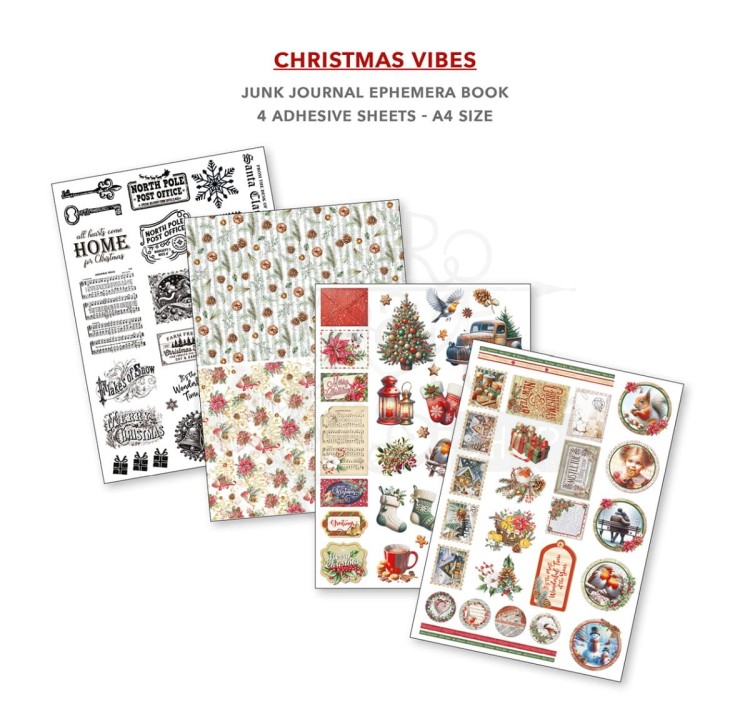 Zestaw papierów A4 Junk Journal &amp; Ephemera Book Christmas Vibes CBB003 Ciao Bella