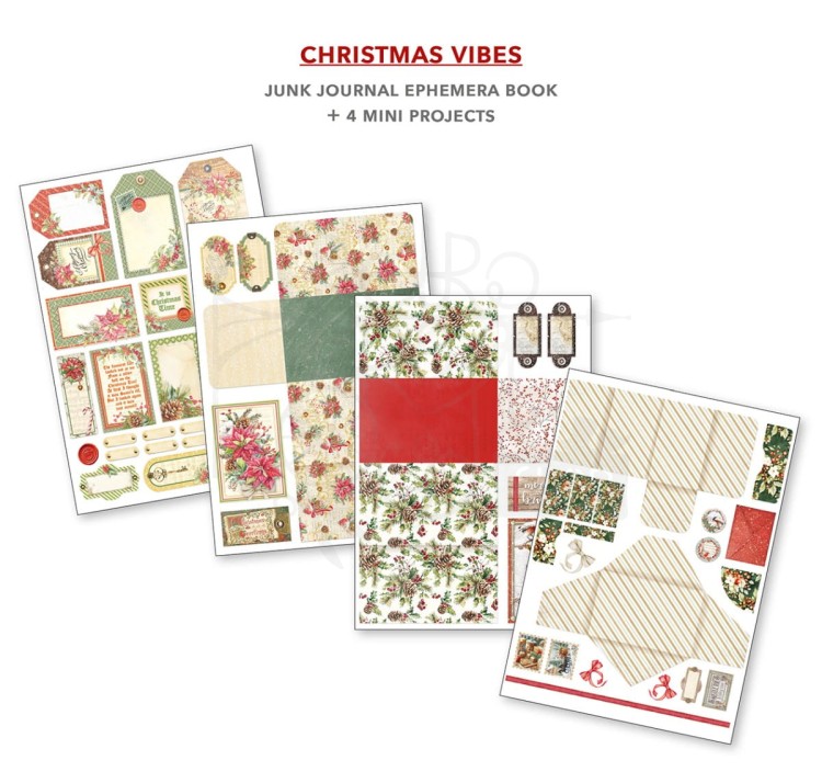 Zestaw papierów A4 Junk Journal &amp; Ephemera Book Christmas Vibes CBB003 Ciao Bella
