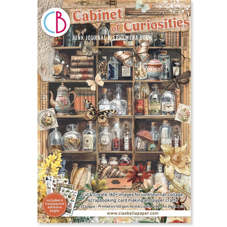 Zestaw papierów A4 Junk Journal &amp; Ephemera Book Cabinet of Curiosities CBB002 Ciao Bella