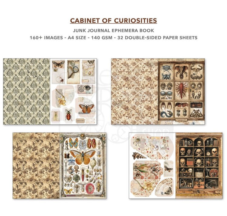Zestaw papierów A4 Junk Journal &amp; Ephemera Book Cabinet of Curiosities CBB002 Ciao Bella