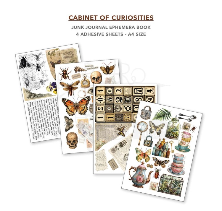 Zestaw papierów A4 Junk Journal &amp; Ephemera Book Cabinet of Curiosities CBB002 Ciao Bella