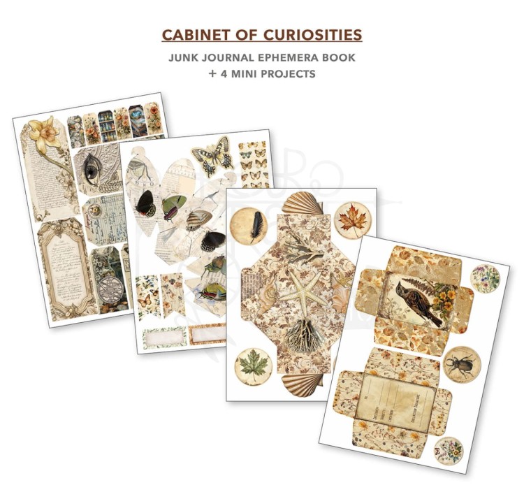 Zestaw papierów A4 Junk Journal &amp; Ephemera Book Cabinet of Curiosities CBB002 Ciao Bella