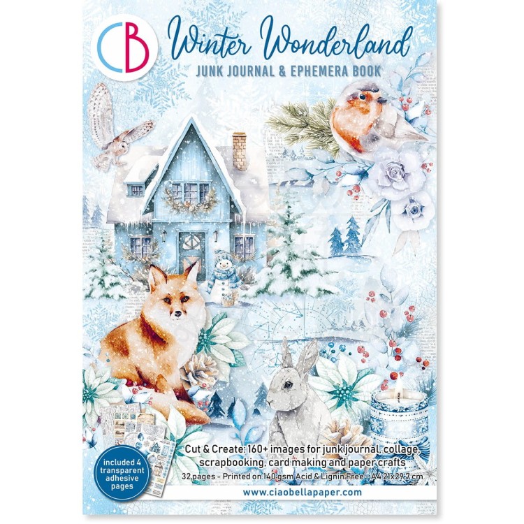 Zestaw papierów A4 Junk Journal &amp; Ephemera Book Winter Wonderland CBB001 Ciao Bella