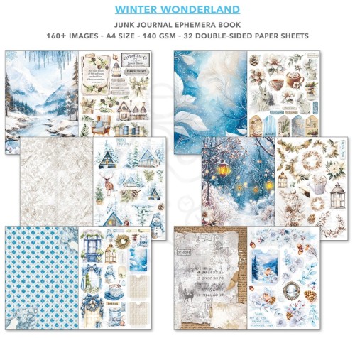 Zestaw papierów A4 Junk Journal &amp; Ephemera Book Winter Wonderland CBB001 Ciao Bella