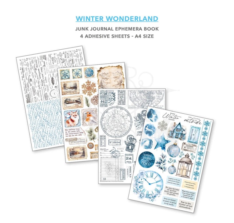 Zestaw papierów A4 Junk Journal &amp; Ephemera Book Winter Wonderland CBB001 Ciao Bella