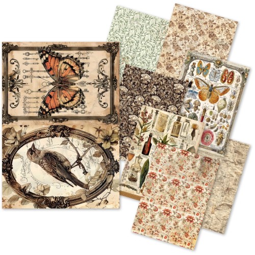 Zestaw papier ryżowych A5 Cabinet of Curiosities 8 sztuk CBRS003 Ciao Bella
