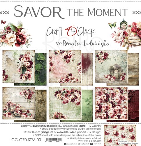 Zestaw papierów do scrapbookingu 30x30 Savor The Moment CC-C70-STM-00 Craft O'Clock