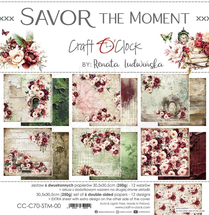 Zestaw papierów do scrapbookingu 30x30 Savor The Moment CC-C70-STM-00 Craft O'Clock