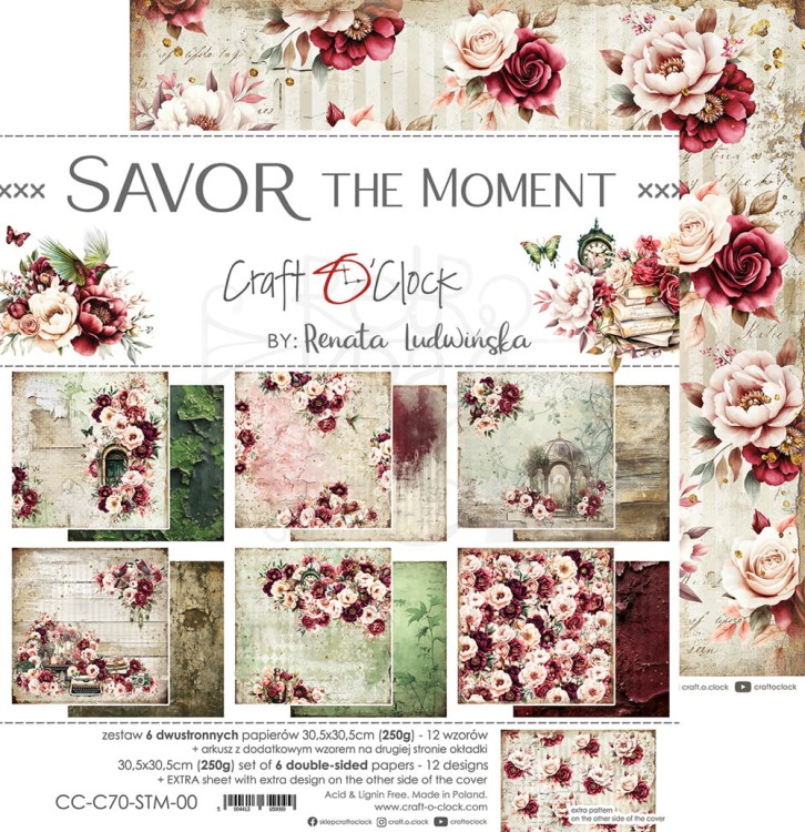 Zestaw papierów do scrapbookingu 30x30 Savor The Moment CC-C70-STM-00 Craft O'Clock