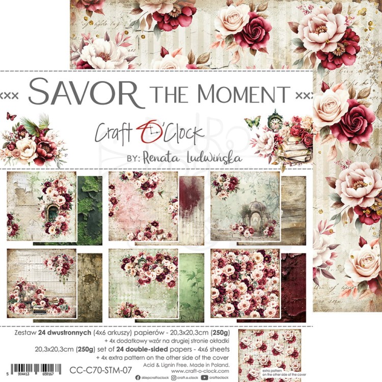 Zestaw papierów do scrapbookingu 20x20 Savor The Moment CC-C70-STM-07 Craft O'Clock