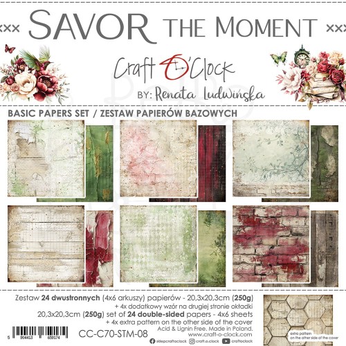 Zestaw papierów do scrapbookingu 20x20 Savor The Moment Basic CC-C70-STM-08 Craft O'Clock