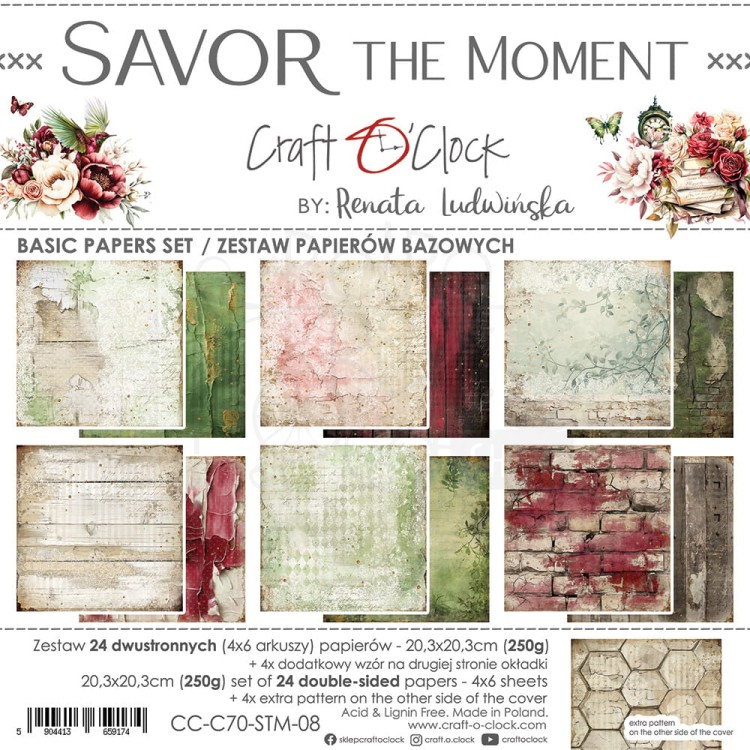 Zestaw papierów do scrapbookingu 20x20 Savor The Moment Basic CC-C70-STM-08 Craft O'Clock