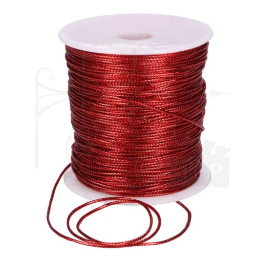 Sznurek metalizowany czerwony 1mm 100m