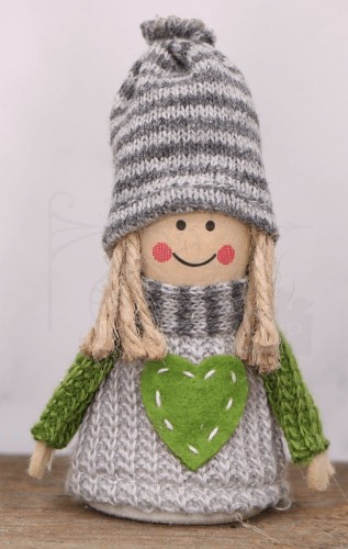 Skrzat świąteczny szaro-zielony 1 10cm