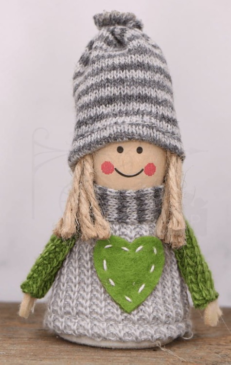 Skrzat świąteczny szaro-zielony 1 10cm