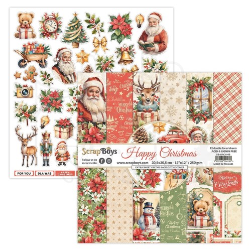 Zestaw papierów do scrapbookingu 30x30 Happy Christmas 08 ScrapBoys