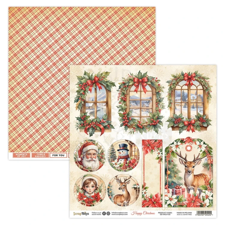 Zestaw papierów do scrapbookingu 30x30 Happy Christmas 08 ScrapBoys
