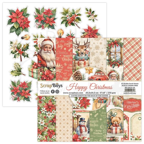 Zestaw papierów do scrapbookingu 20x20 Happy Christmas 10 ScrapBoys