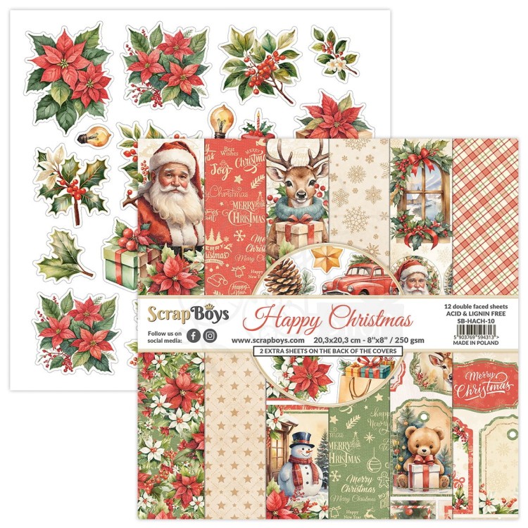Zestaw papierów do scrapbookingu 20x20 Happy Christmas 10 ScrapBoys