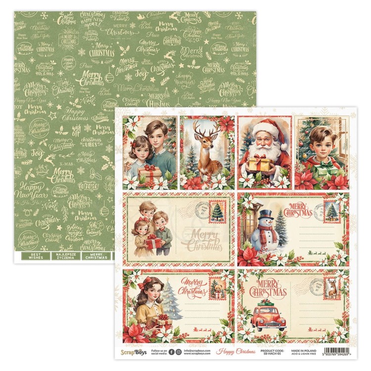 Zestaw papierów do scrapbookingu 20x20 Happy Christmas 10 ScrapBoys