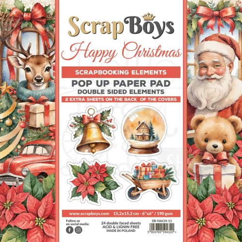 Zestaw papierów 15x15 z elementami do wycięcia Pop Up Paper Pad Happy Christmas 11 ScrapBoys