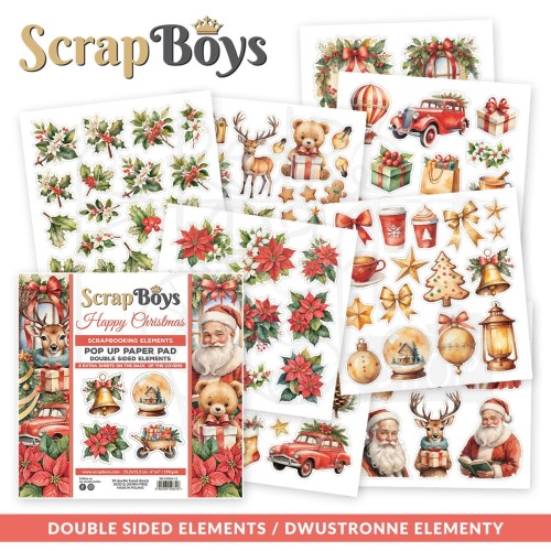 Zestaw papierów 15x15 z elementami do wycięcia Pop Up Paper Pad Happy Christmas 11 ScrapBoys