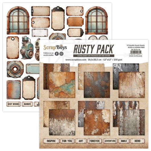 Zestaw papierów do scrapbookingu 30x30 Rusty Pack 08 ScrapBoys